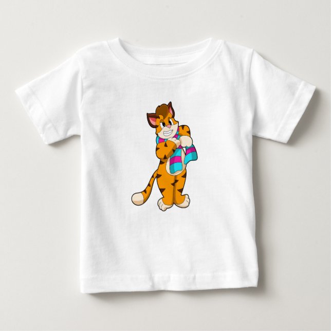 Tiger in Winter with Scarf Baby T-Shirt (Front)