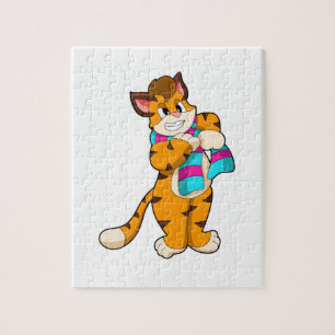 Tiger in Winter with Scarf Jigsaw Puzzle