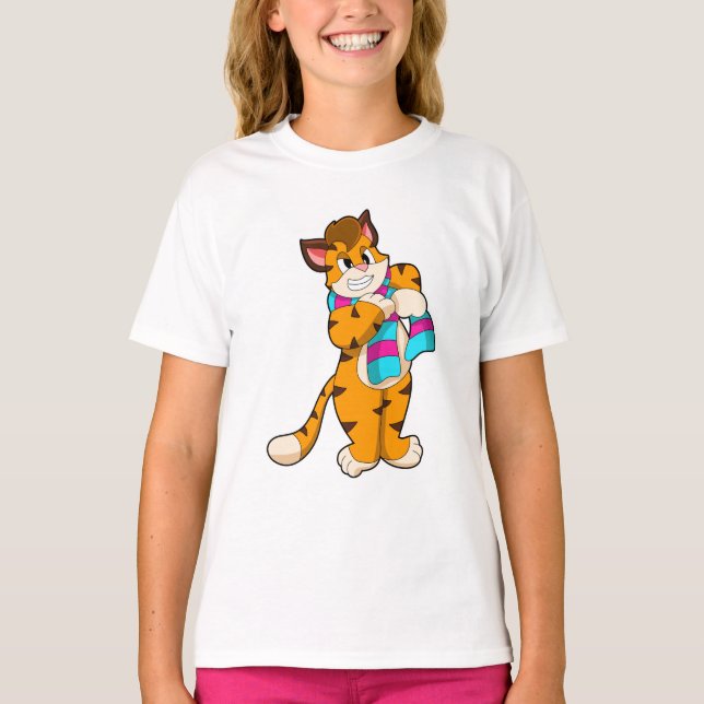 Tiger in Winter with Scarf T-Shirt (Front)