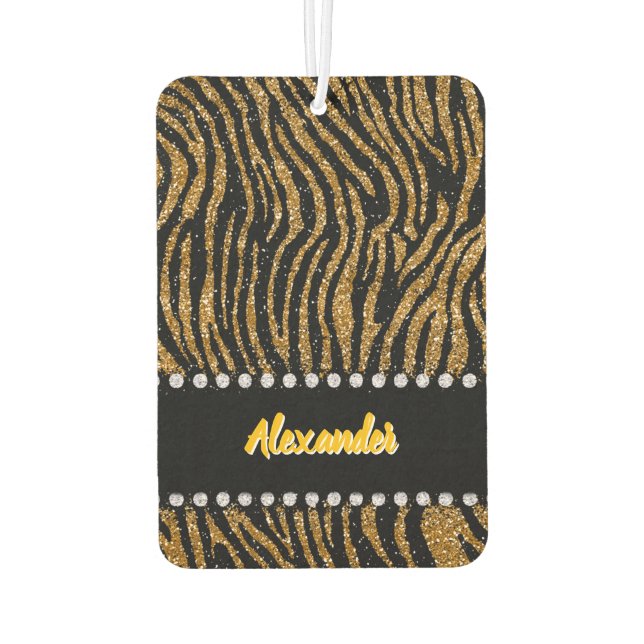 Tiger-inspired glittering animal print backdrop car air freshener (Back)
