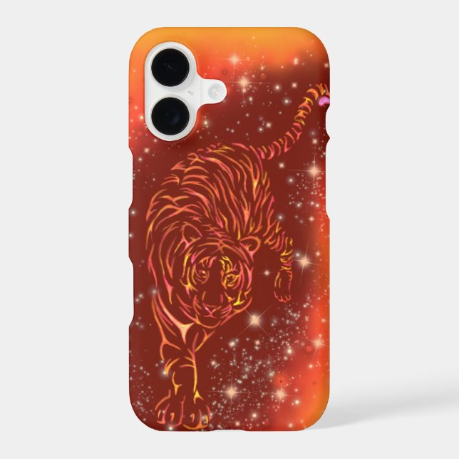Tiger iPhone Case Running In Starry Night (Back)
