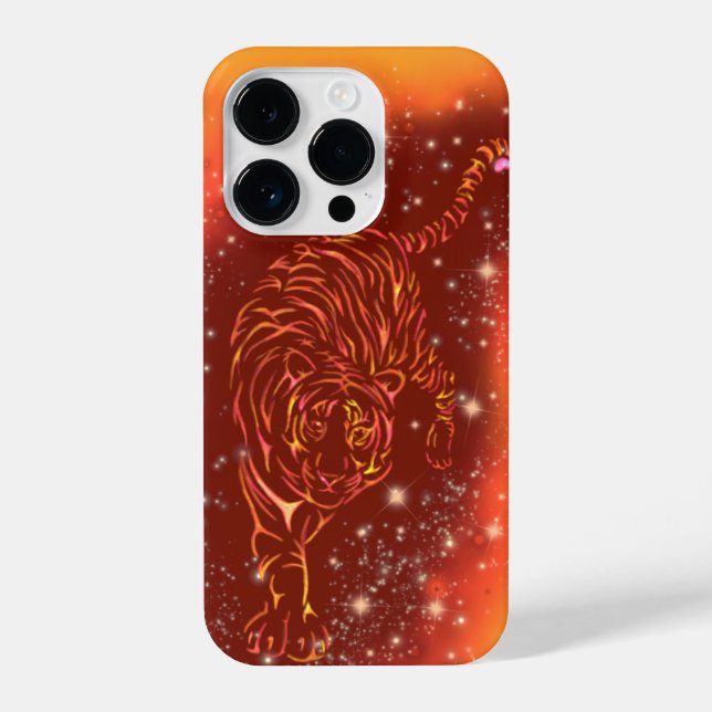 Tiger iPhone Case Running In Starry Night (Back)
