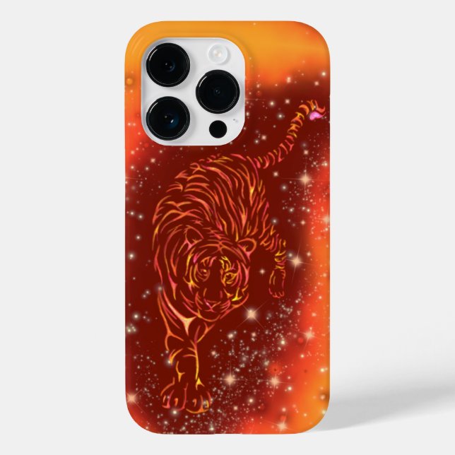 Tiger iPhone Case Running In Starry Night (Back)