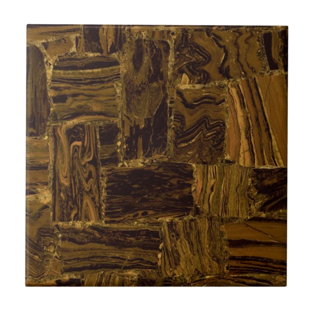 Tiger Iron Gemstone Print Backsplash Ceramic Tile (Front)