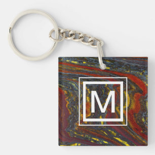 Tiger Iron In Red, Yellow, Blue Key Ring