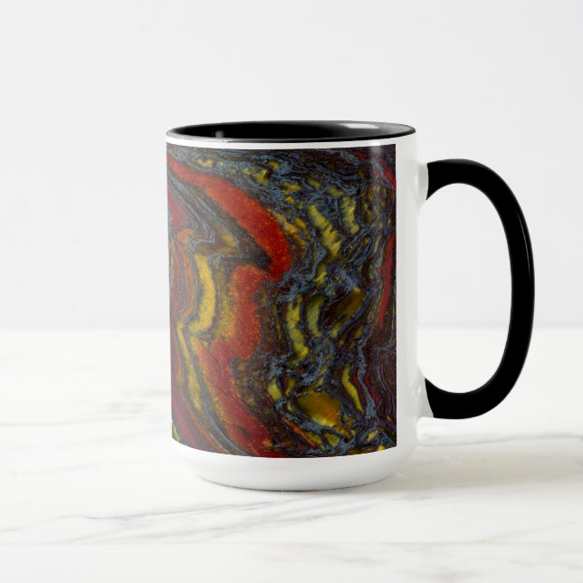 Tiger Iron In Red, Yellow, Blue Mug (Right)