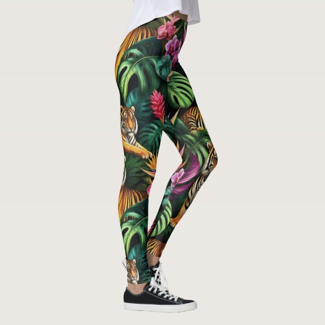 Tiger Jungle Dreams Seamless Surface Pattern Leggings (Right)