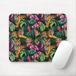 Tiger Jungle Dreams Seamless Surface Pattern Mouse Pad