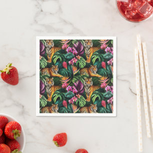 Tiger Jungle Dreams Seamless Surface Pattern Napkin