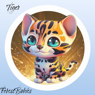 Tiger 🐯 Jungle Safari Animal Cartoon Graphic Classic Round Sticker