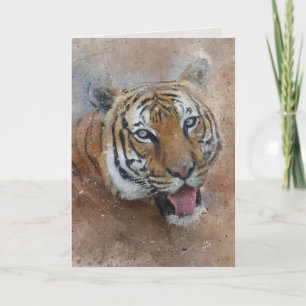 Tiger Jungle Safari Artwork All Occasion Blank Holiday Card