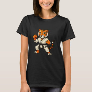 Tiger Karate Funny Black Belt Boys Girls Kids T-Shirt