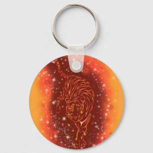 Tiger Keychain Running At Galaxy Starry Night 