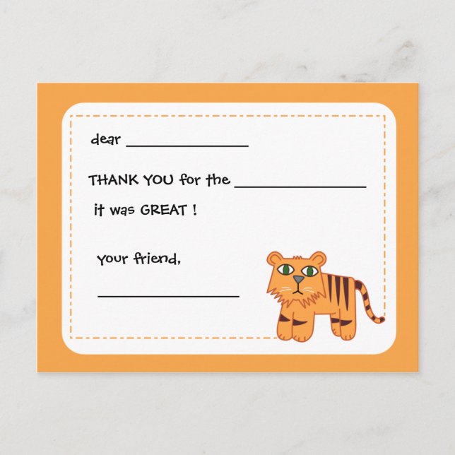 Tiger -Kids thank you card (Front)