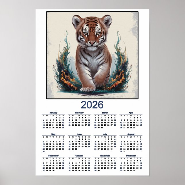 Tiger Kitten 2026 Calendar Poster (Front)