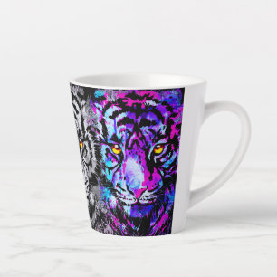 Tiger Latte Mug Colorful Tiger Heads Latte Mug