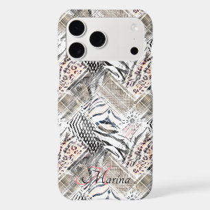 Tiger, leopard stylish patchwork pattern.