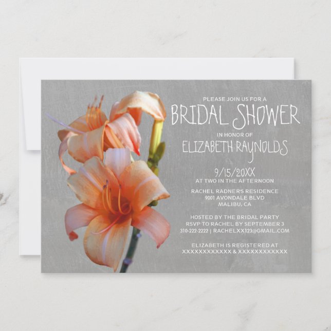 Tiger Lilies Bridal Shower Invitations (Front)