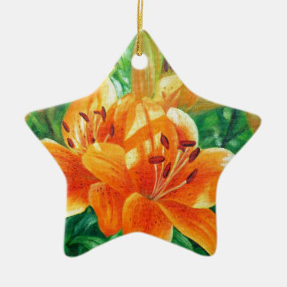 Tiger lilies ceramic ornament