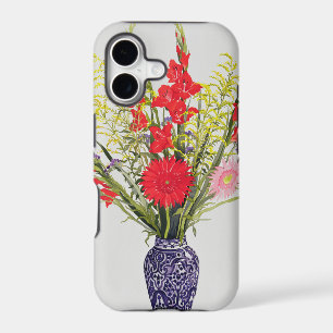 Tiger Lilies Gladioli and Scabious in a Blue