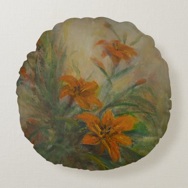 Tiger Lilies Round Cushion (Front)