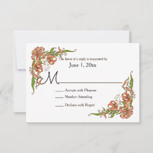 Tiger Lilies Wedding RSVP Card