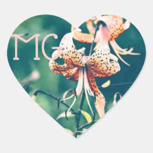 Tiger lilies with Initials Heart Sticker
