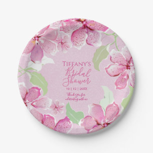 Tiger Lilly Clematis Pink Floral Bridal Shower Paper Plate