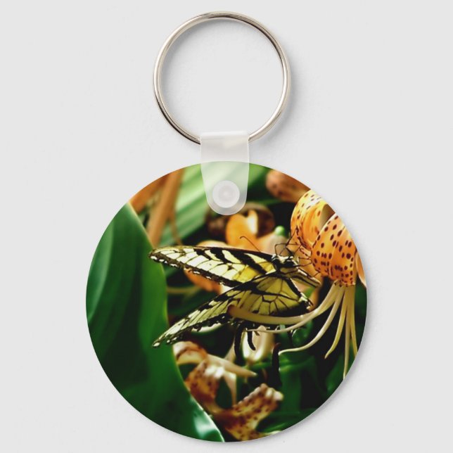 Tiger Lily and Butterfly Key Ring (Front)