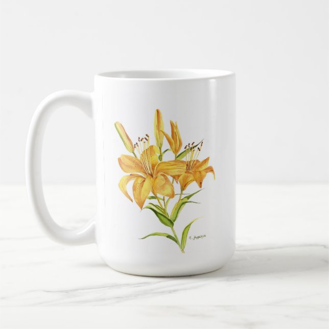 Tiger lily and its meaning. coffee mug (Left)