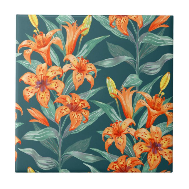Tiger Lily Ceramic Tile (Front)
