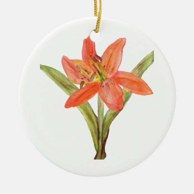 Tiger Lily Ceramic Tree Decoration (Front)