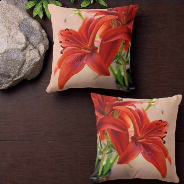 Tiger Lily Close Up Photograph Cushion (front and back lily photograph pillow cover design)