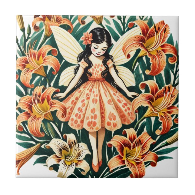 Tiger Lily Fairy                                   Ceramic Tile (Front)