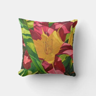 Tiger Lily Floral Solid Back Cushion