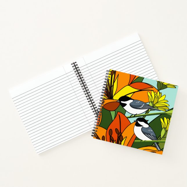 Tiger Lily Flowers and Chickadee Notebook (Inside)