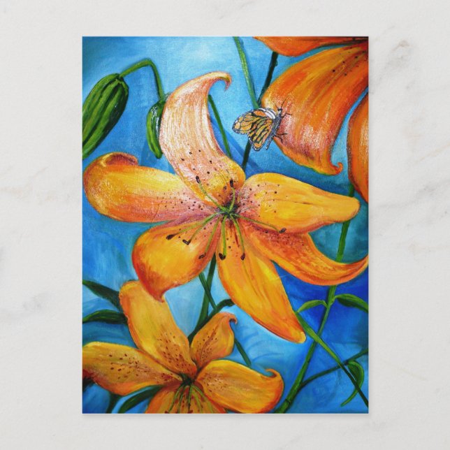 Tiger Lily Orange Floral Postcard (Front)