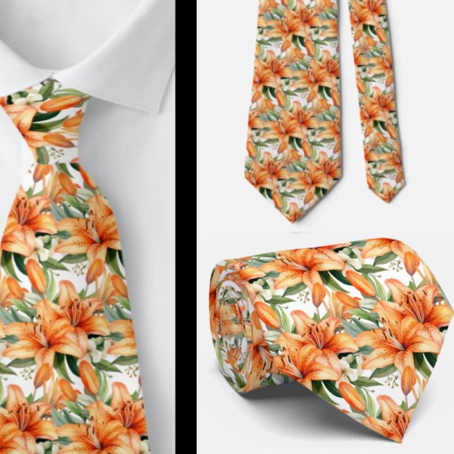 Tiger Lily Orange Stargazer Lily Lilies Tie (Creator Uploaded)