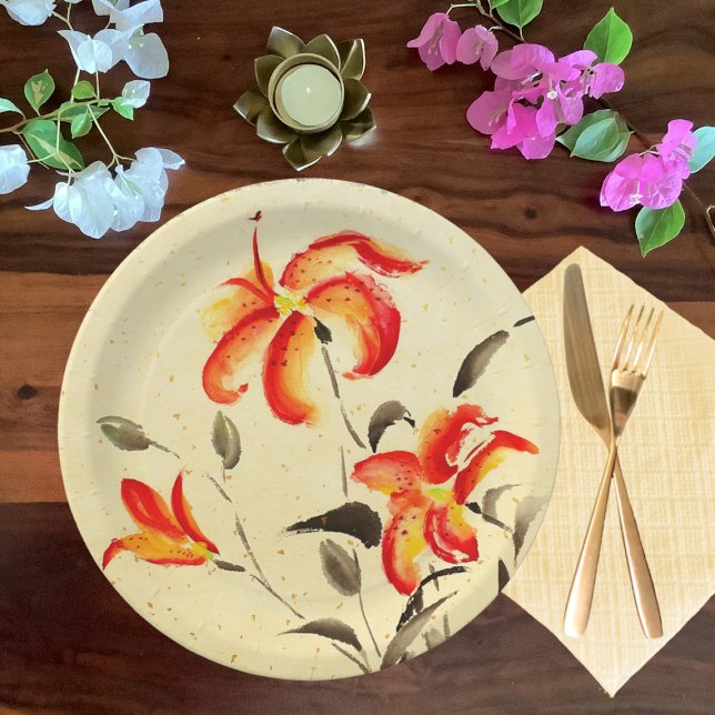Tiger Lily - red Paper Plate (Creator Uploaded)
