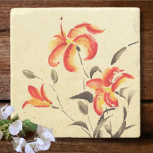 Tiger Lily - red Stone Coaster