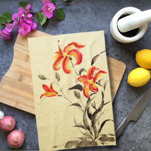 Tiger Lily - red Tea Towel