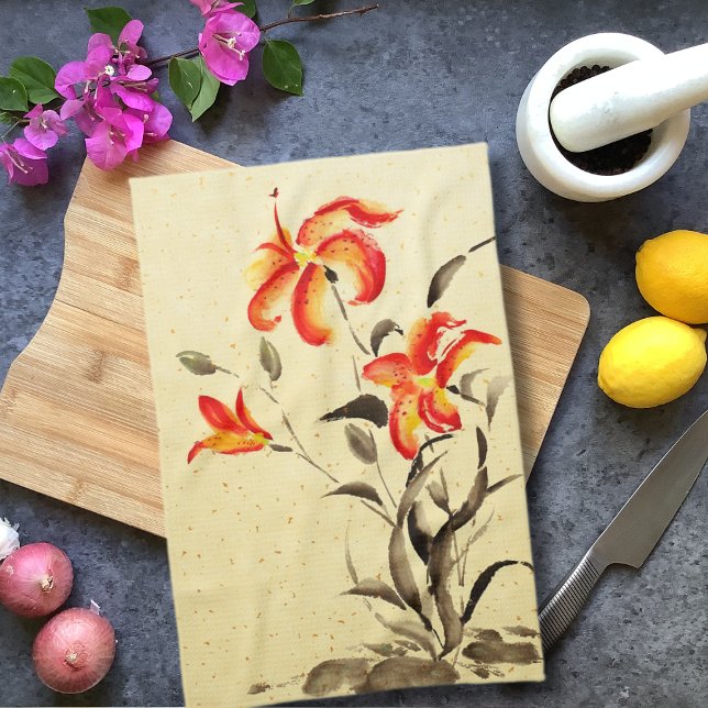 Tiger Lily - red Tea Towel (Creator Uploaded)