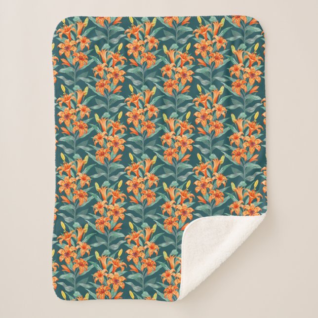 Tiger Lily Sherpa Blanket (Front)