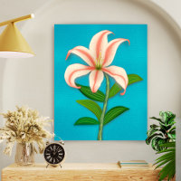Tiger Lily Single Botanical Flower on Blue