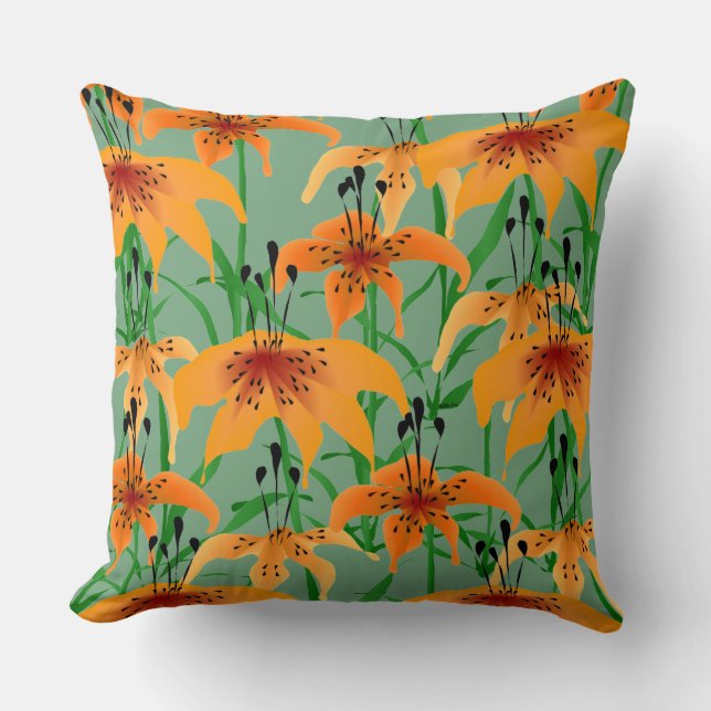 Tiger Lily Throw Pillow (Front)