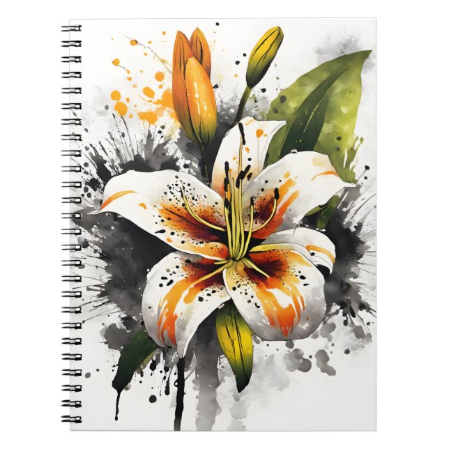 Tiger Lily- Watercolor flowers Notebook (Front)