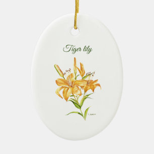 Tiger lily with flower meaning ceramic ornament