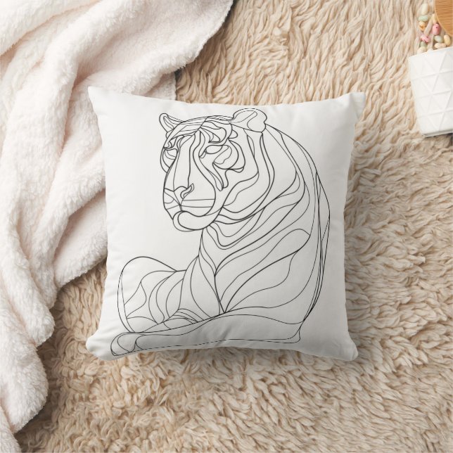 Tiger Line Art Cushion (Blanket)