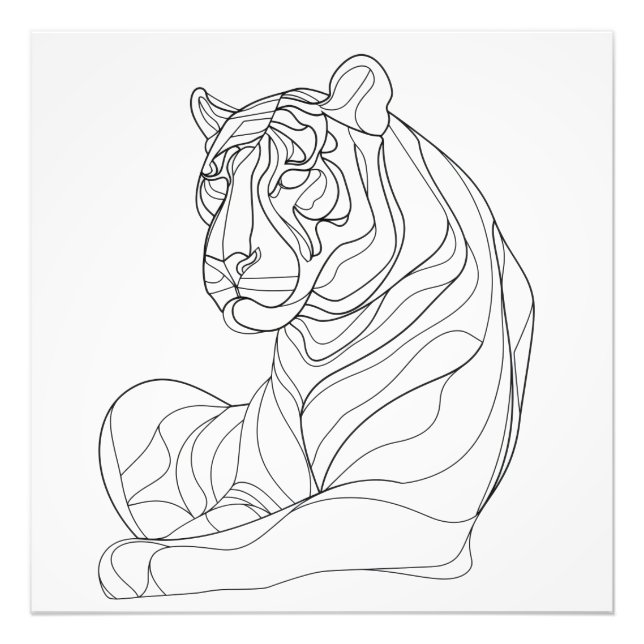 Tiger Line Art Photo Print (Front)