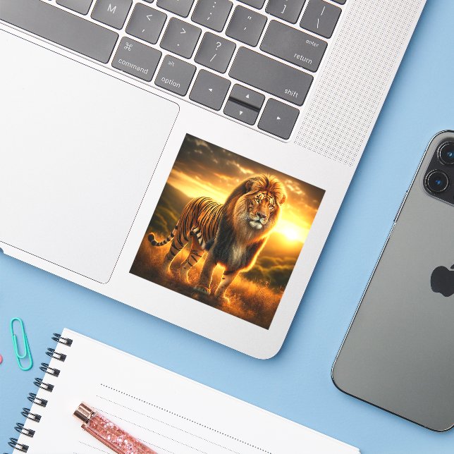 Tiger Lion (Laptop w/ iPhone)